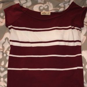 Red and White Striped Hollister T-shirt